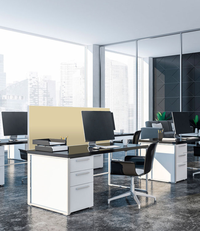 Acoustic table partition "Beige" 7500 EC - in an elegant aluminum frame