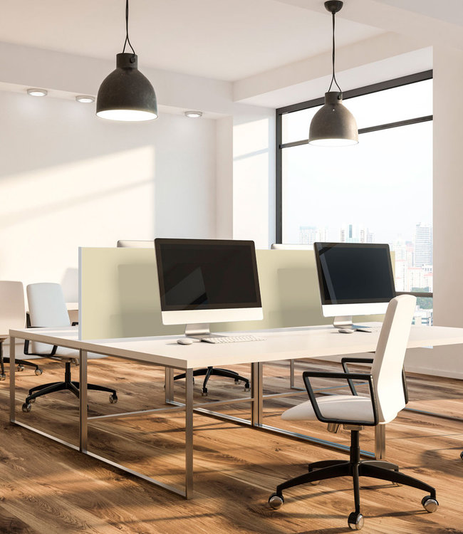 Acoustic table partition "Beige" 7500 EC - in an elegant aluminum frame