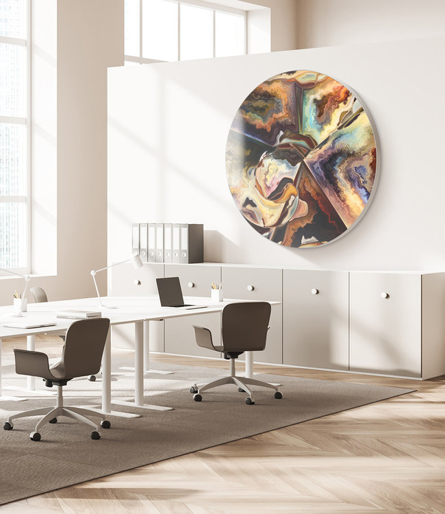 Round acoustic picture "Living Canvas" - in an elegant aluminum frame