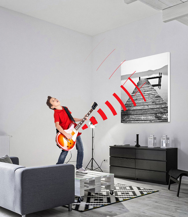 Rundes  Akustikbild "Abstrakte Kunst 4"  in einem eleganten Aluminiumrahmen