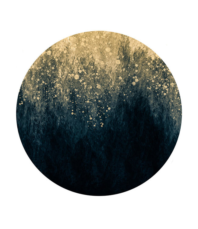 Round acoustic picture "Golden Splash"- in an elegant aluminum frame