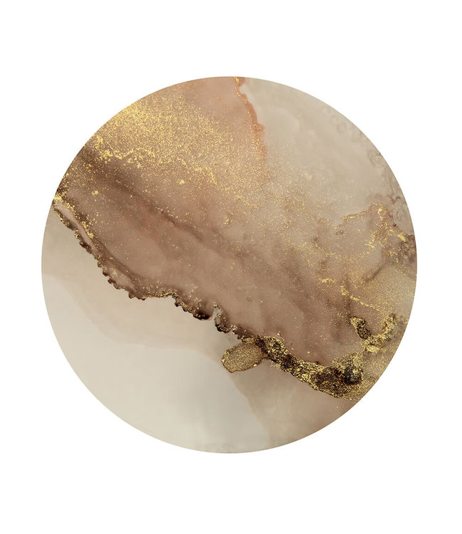 Rundt akustisk bilde "Golden  Marble"- i en elegant aluminiumsramme