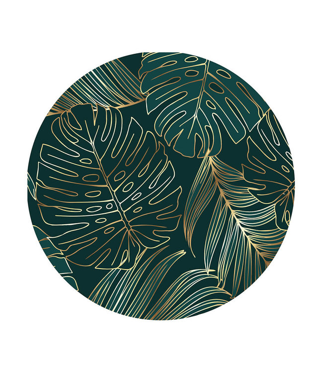 Rundt akustisk bilde "Golden  leaf"- i en elegant aluminiumsramme