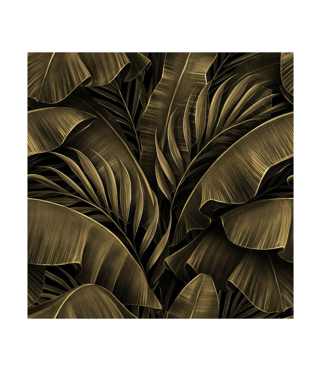 Akustikbild "Golden banana leaves"- in einem eleganten Aluminiumrahmen