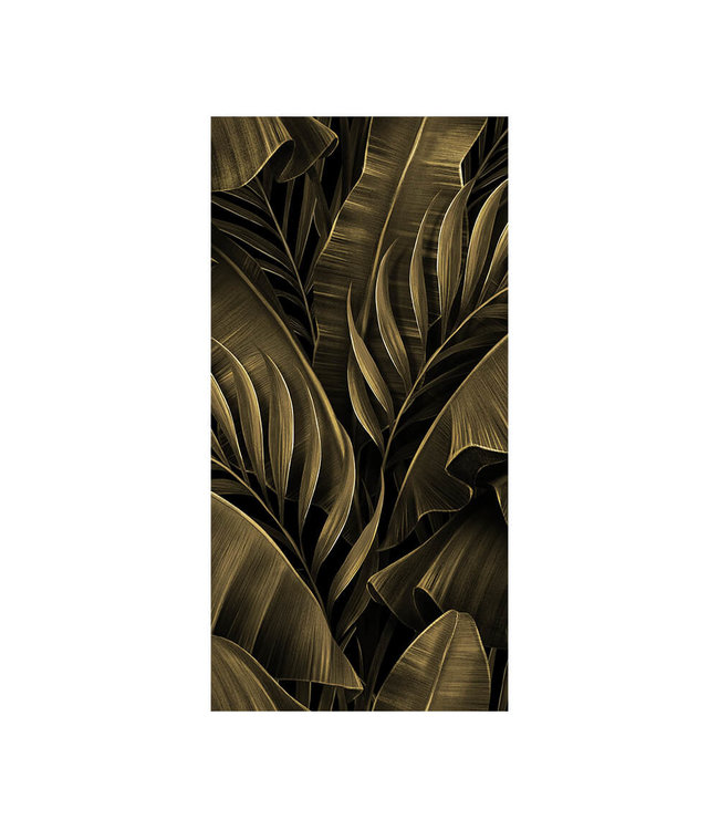 Acoustic picture "Golden banana leaves" - in an elegant aluminum frame