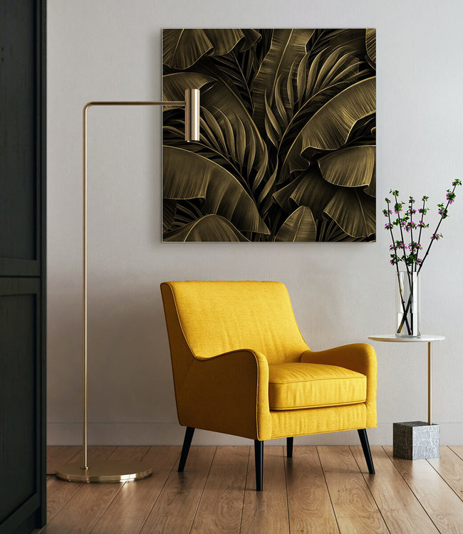 Akustikbild "Golden banana leaves"- in einem eleganten Aluminiumrahmen