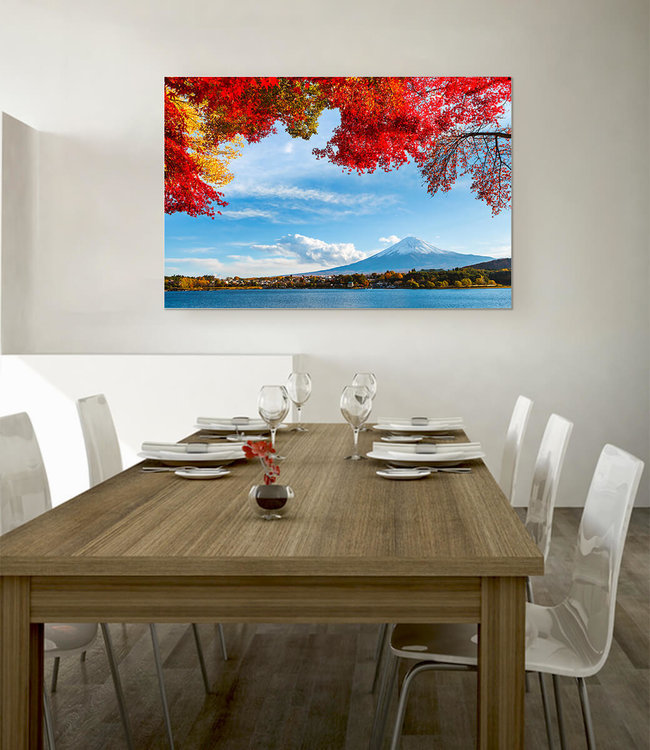 Acoustic picture "Fuji in Autumn"- in an elegant aluminum frame