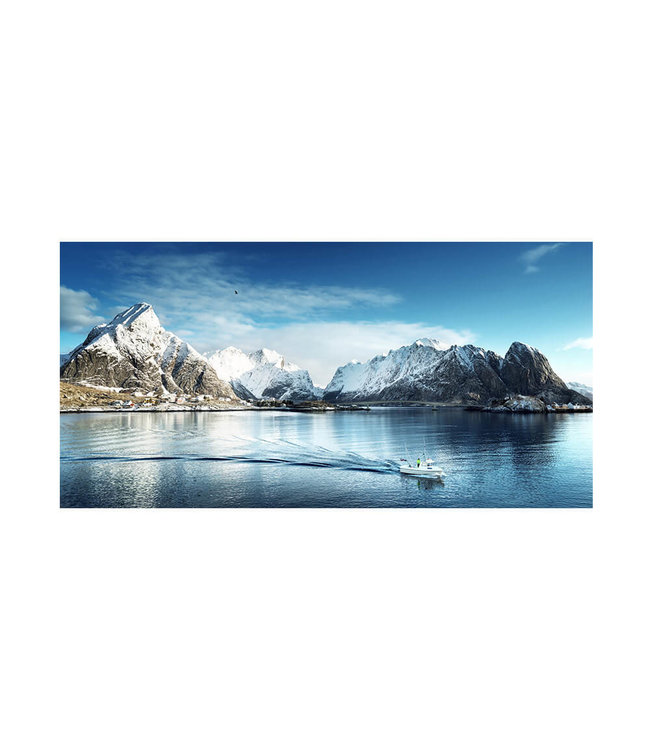 Akustisk bilde "Snow mountains norway" - i en elegant aluminiumsramme