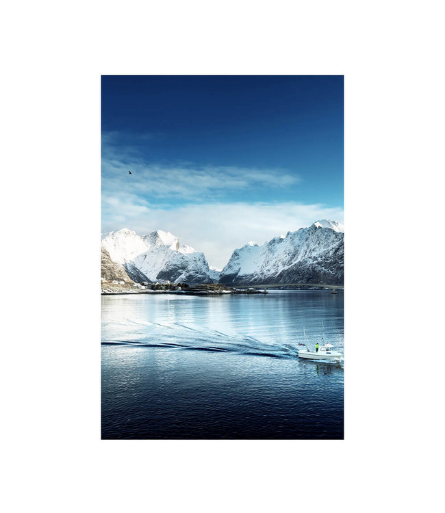 Akustisk bilde "Snow mountains norway" - i en elegant aluminiumsramme