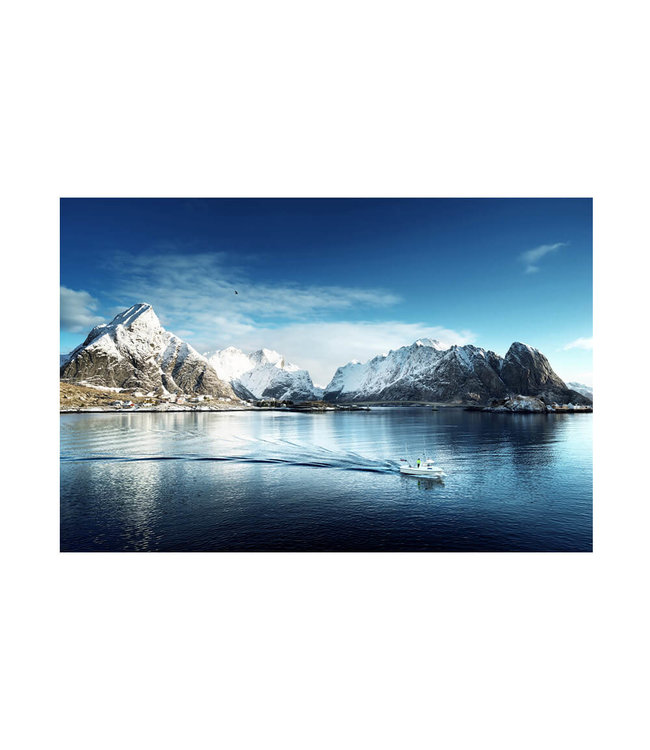 Akustikbild "Snow mountains norway"- in einem eleganten Aluminiumrahmen