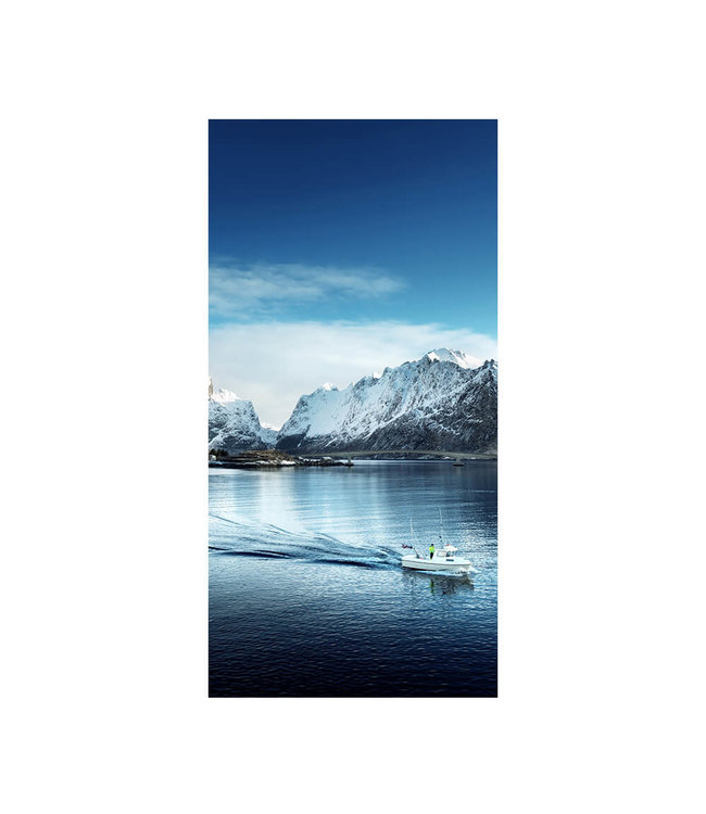 Akustisk bilde "Snow mountains norway" - i en elegant aluminiumsramme