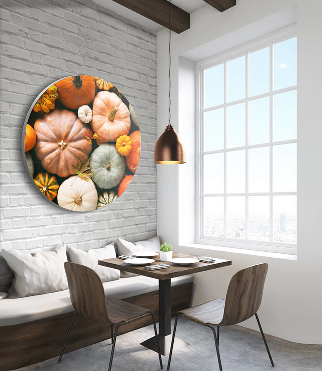 Round acoustic picture "Pumpkins"- in an elegant aluminum frame