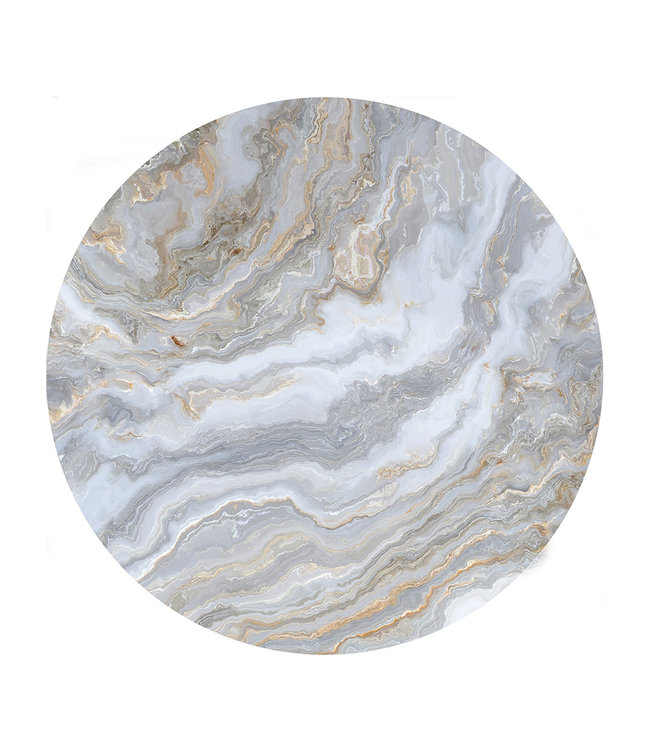 Round acoustic picture "White Marble"- in an elegant aluminum frame