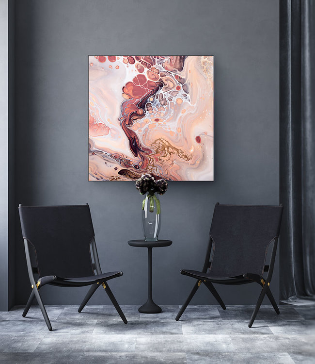 Acoustic picture "Peach Waves" - in an elegant aluminum frame