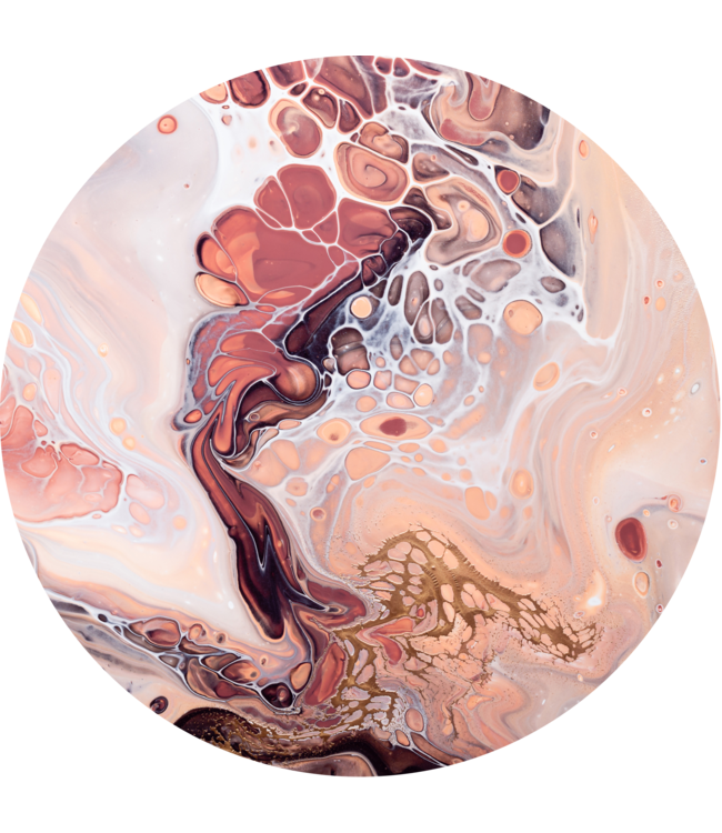 Rundes  Akustikbild "Peach Waves"-in einem eleganten Aluminiumrahmen