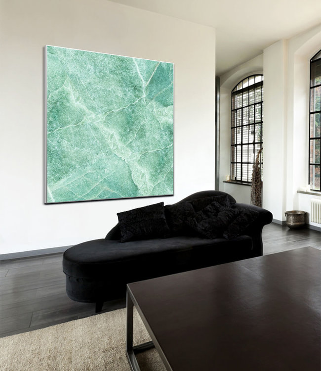 Akustikbild "Green marble"- in einem eleganten Aluminiumrahmen
