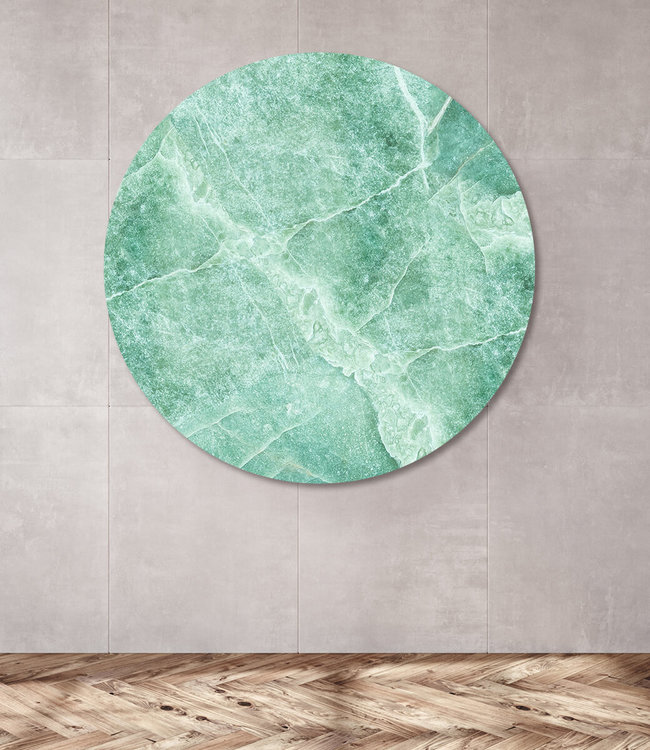 Rundt akustisk bilde"Green marble" - i en elegant aluminiumsramme