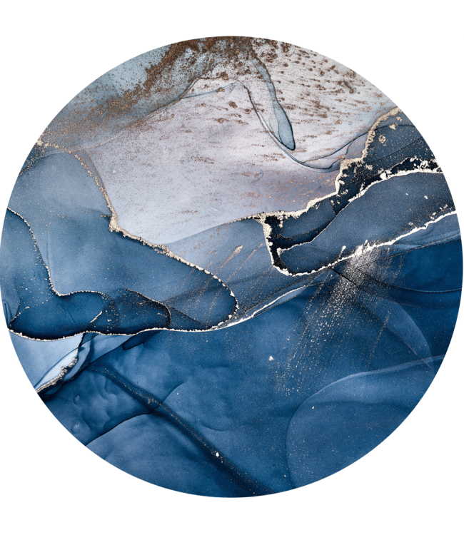 Round acoustic picture "Blue marble texure"- in an elegant aluminum frame