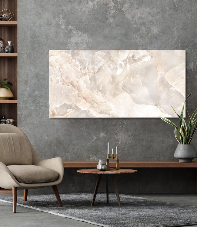 Akustikbild "Beige marble"- in einem eleganten Aluminiumrahmen