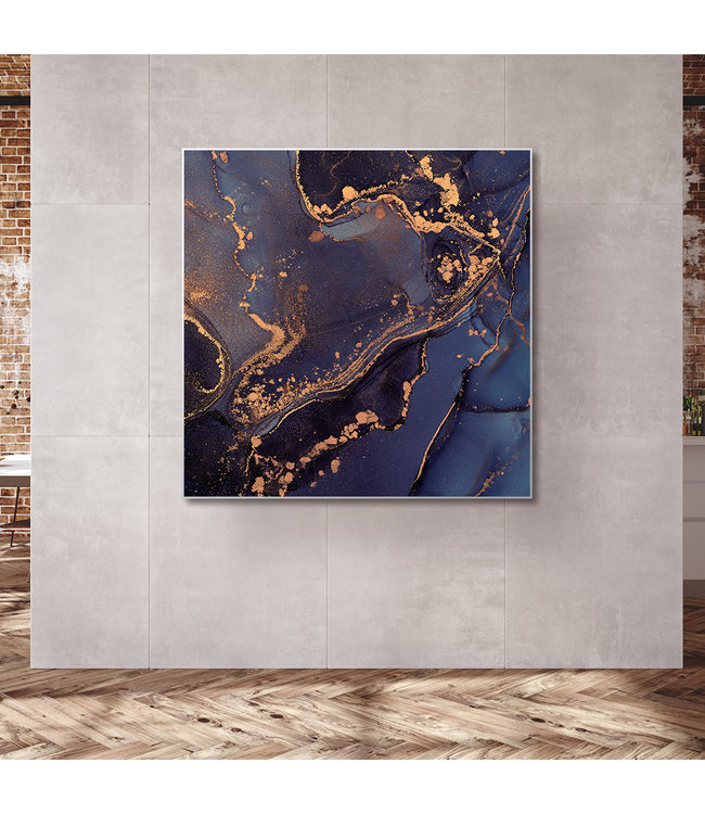 Acoustic picture "Blue swirls" - in an elegant aluminum frame