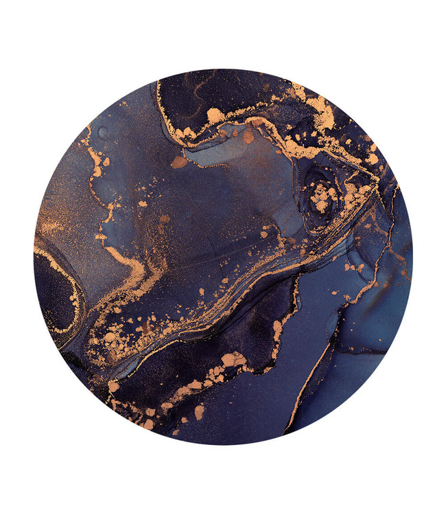 Rundes  Akustikbild  "Blue swirls" -in einem eleganten Aluminiumrahmen