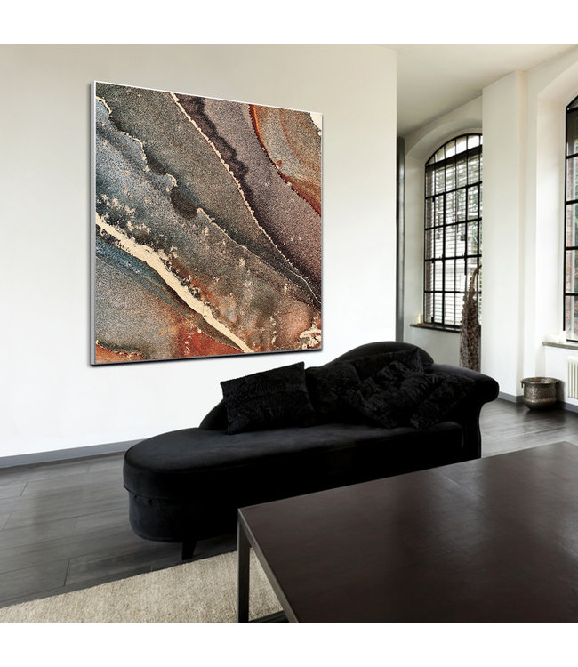 Acoustic picture "Copper alkohol ink" - in an elegant aluminum frame