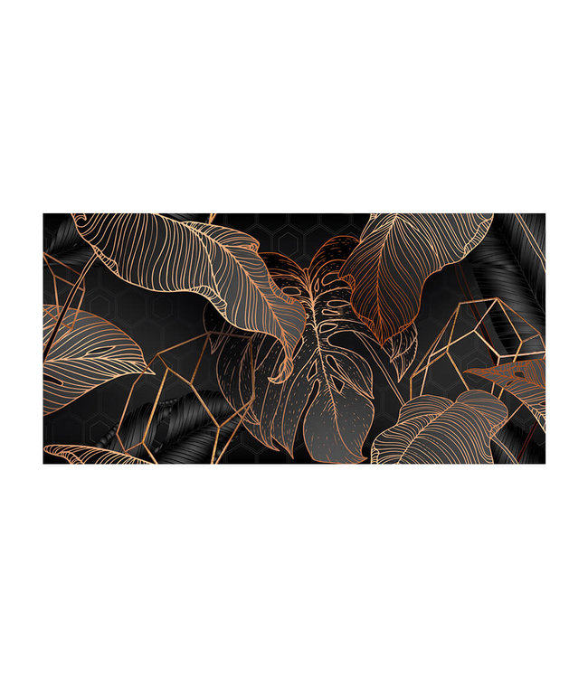 Akustikbild "Copper palm leaves" - in einem eleganten Aluminiumrahmen