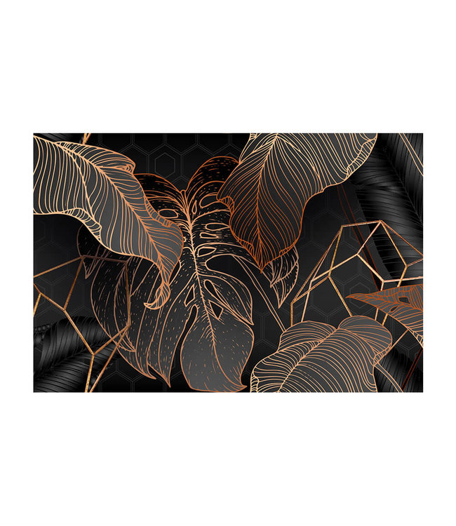 Acoustic picture "Copper palm leaves" - in an elegant aluminum frame