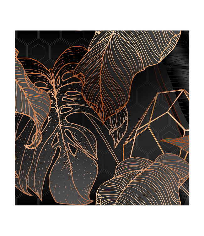 Akustikbild "Copper palm leaves" - in einem eleganten Aluminiumrahmen