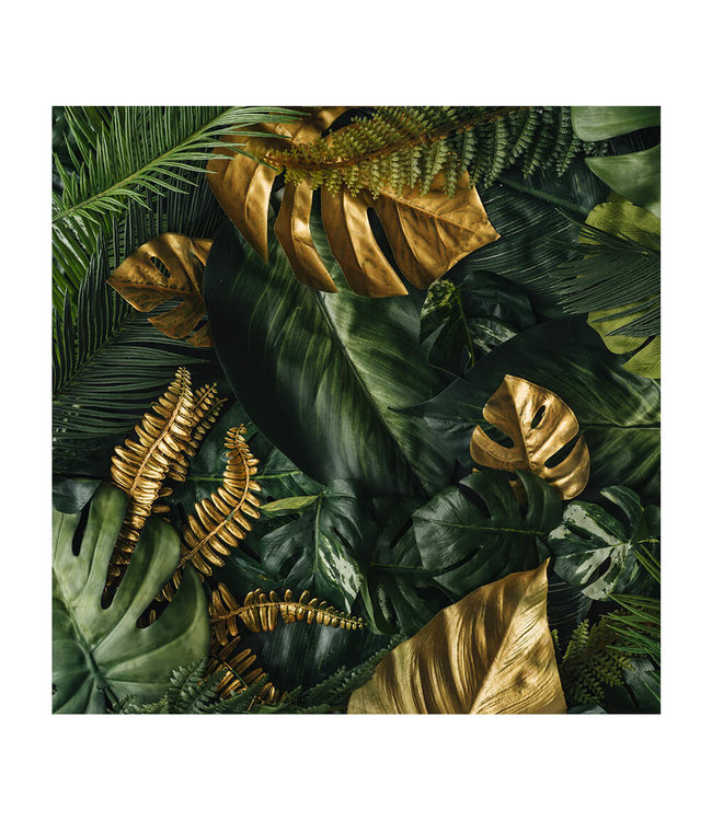 Akustikbild "Gold and green tropical"- in einem eleganten Aluminiumrahmen