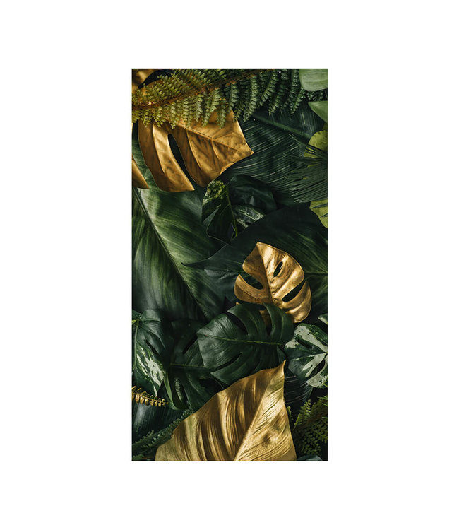 Acoustic picture "Gold and green tropical" - in an elegant aluminum frame