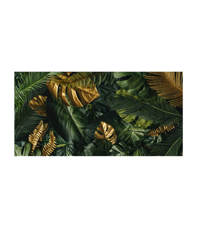 Akustikbild "Gold and green tropical"- in einem eleganten Aluminiumrahmen