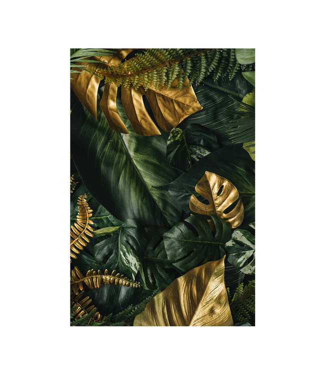 Akustisk bilde "Gold and green tropical" - i en elegant aluminiumsramme