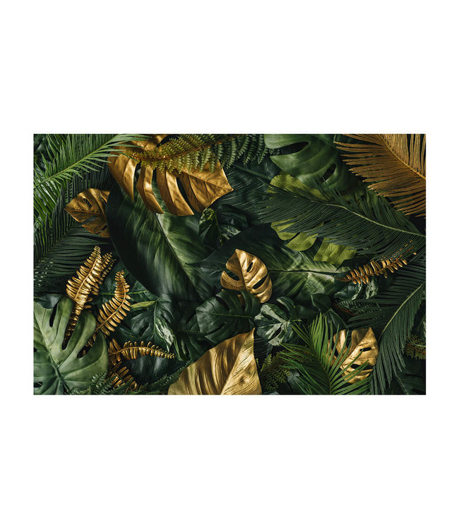 Acoustic picture "Gold and green tropical" - in an elegant aluminum frame