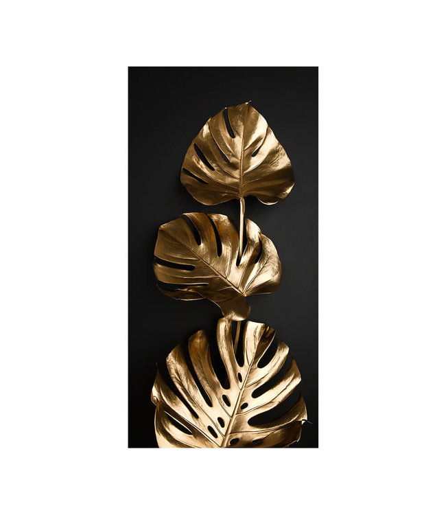 Akustisk bilde"Gold monstera"- - i en elegant aluminiumsramme