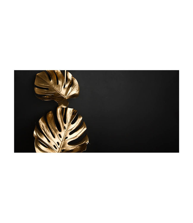 Akustisk bilde"Gold monstera"- - i en elegant aluminiumsramme
