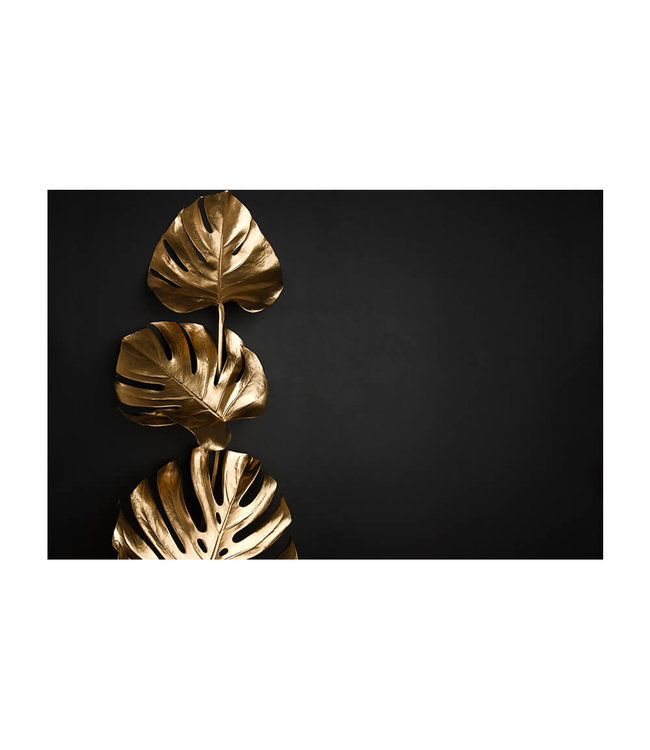 Acoustic picture "Gold monstera"- - in an elegant aluminum frame
