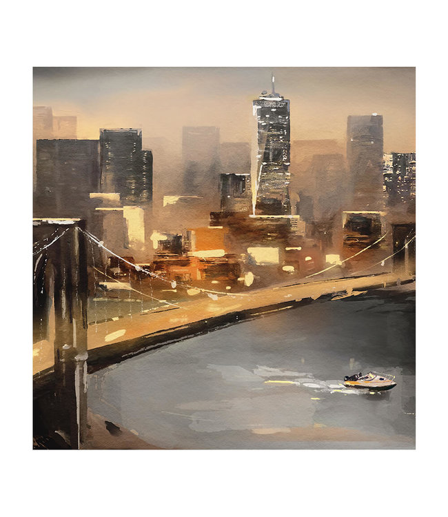 Akustisk bilde "Golden New York"- i en elegant aluminiumsramme