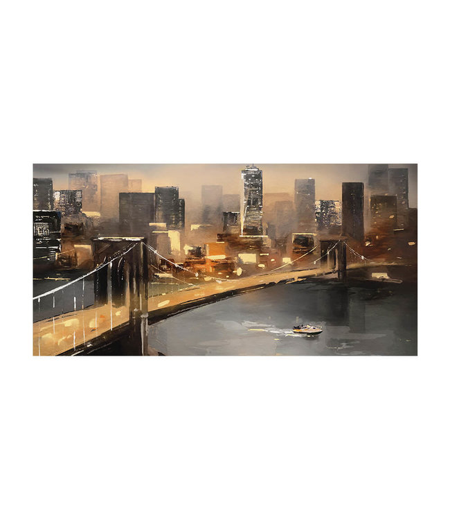 Acoustic picture "Golden New York"- in an elegant aluminum frame