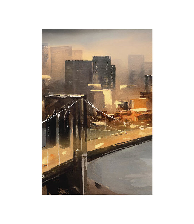 Akustisk bilde "Golden New York"- i en elegant aluminiumsramme