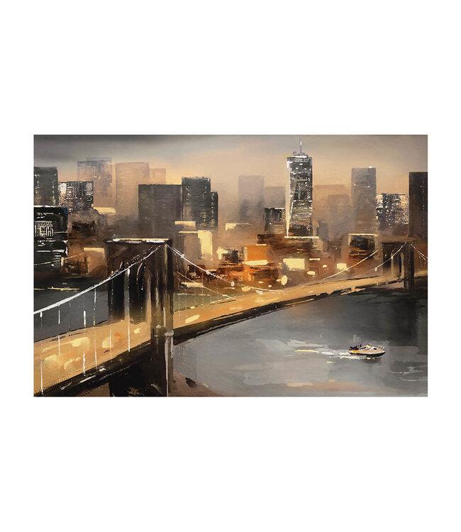 Akustikbild "Golden New York"- in einem eleganten Aluminiumrahmen