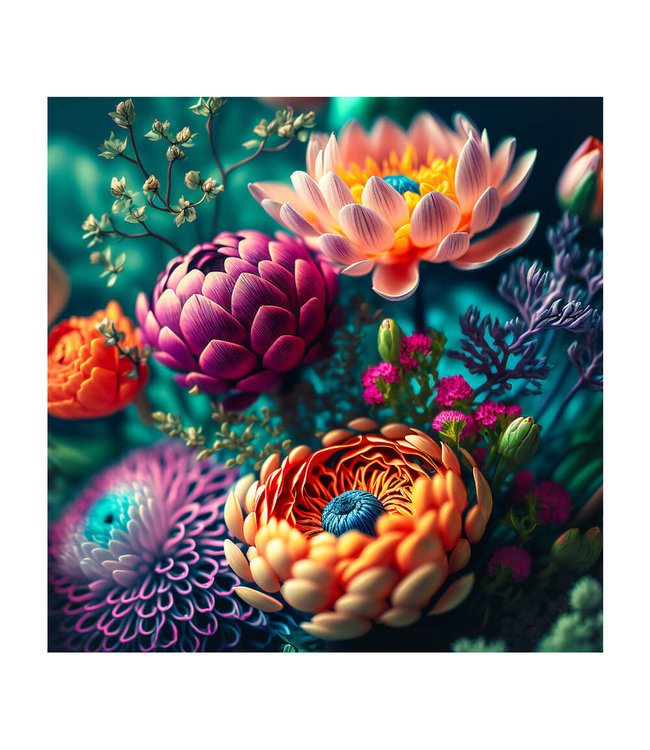 Acoustic picture "Colorful daisies"- in an elegant aluminum frame