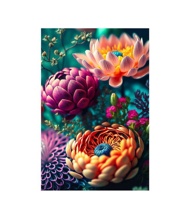 Akustisk bilde "Colorful daisies" i en elegant aluminiumsramme