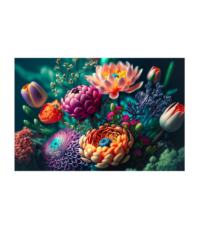 Akustisk bilde "Colorful daisies" i en elegant aluminiumsramme