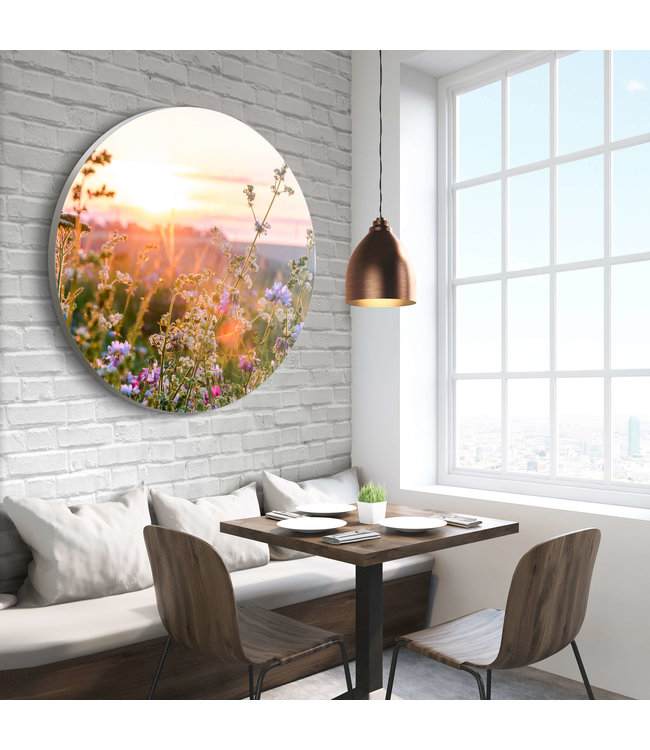 Rundt akustisk bild "Wildflowers" - i en elegant aluminiumsramme