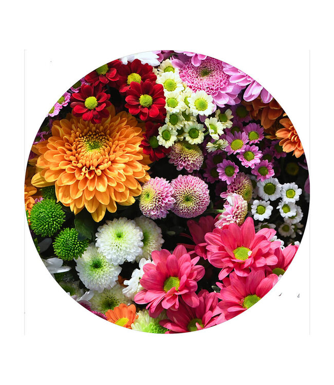 Rundes  Akustikbild "Flower Wall"-in einem eleganten Aluminiumrahmen