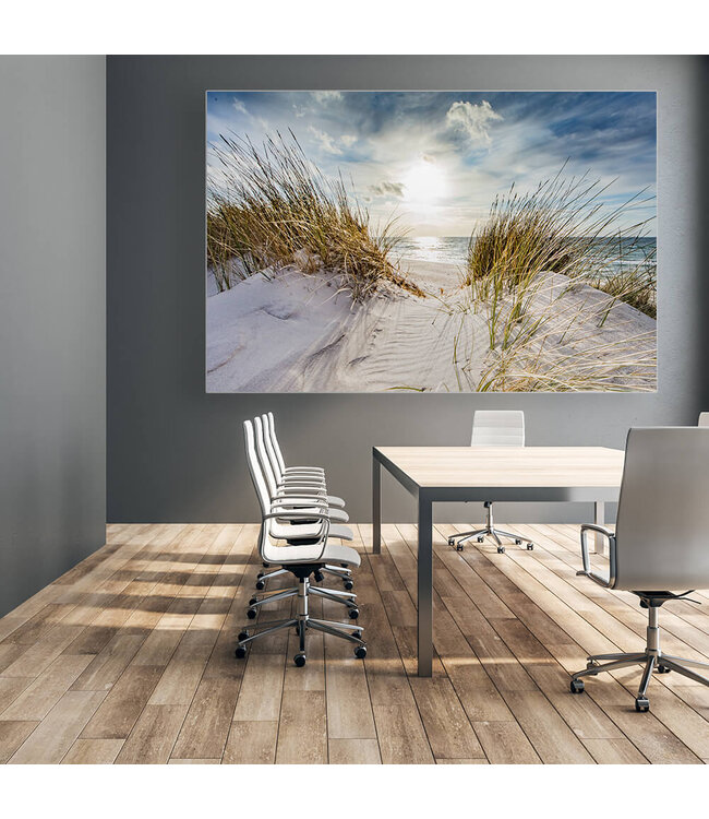 Akustisk bilde "Dunes and Sun" i en elegant aluminiumsramme