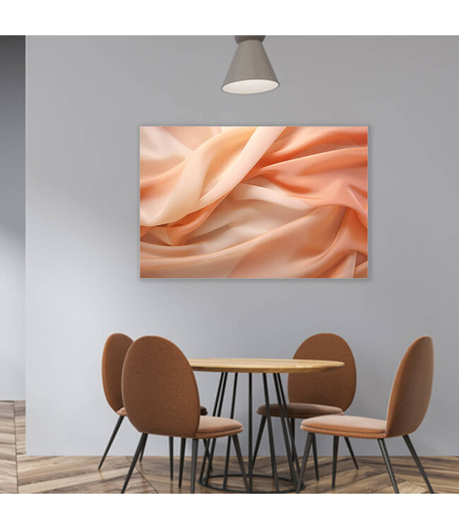 Acoustic picture "peach fabric" - in an elegant aluminum frame