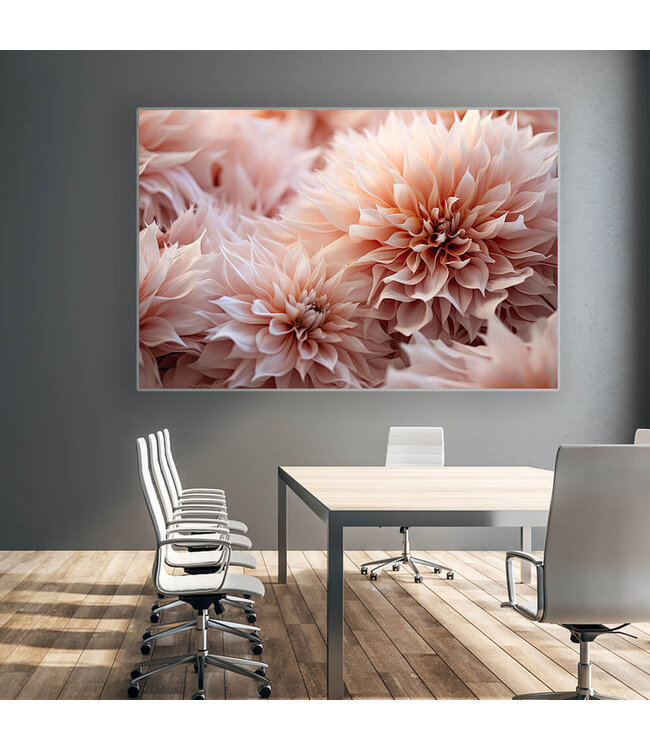 Acoustic picture "peach floral" - in an elegant aluminum frame