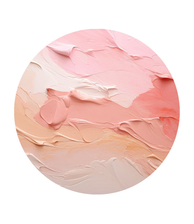 Round acoustic picture "peach pink paint" in an elegant aluminum frame